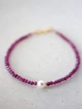 14KGF akoya  ruby bracelet 