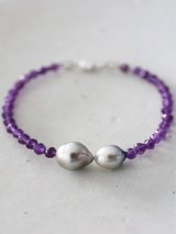 SILVER925  South Sea Pear  amethyst　bracelet 