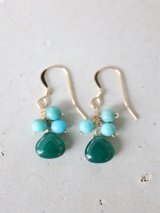 14KGF  turquoise onyx pierce