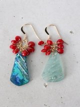 14KGF roman glass/coral pierce 