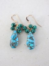 14KGF  turquoise　malachite　 pierce