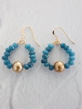 14KGF pearl×bluejade pierce