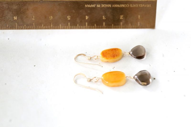 画像5: 14KGF amber smoky quartz  pierce