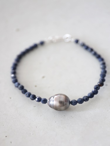 画像1: SILVER925  South Sea Pear sapphire bracelet 