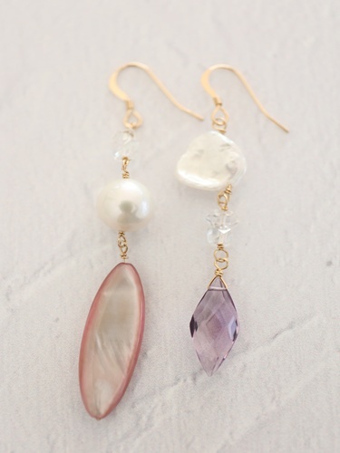 14KGF Pearl amethyst　pierce